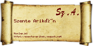 Szente Arikán névjegykártya
